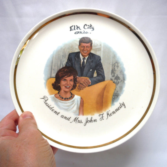 Unique Vintage Decorative Plate of President and Mrs. John F. Kennedy: From Elk City, Oklahoma, USA.