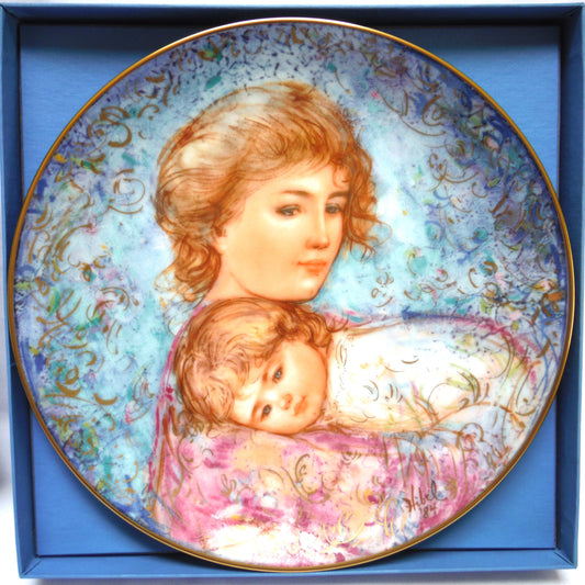 The 1984 Mother's Day Collectors Plate by EDNA HIBEL and KNOWLES FINE CHINA: 'Abby and Lisa'