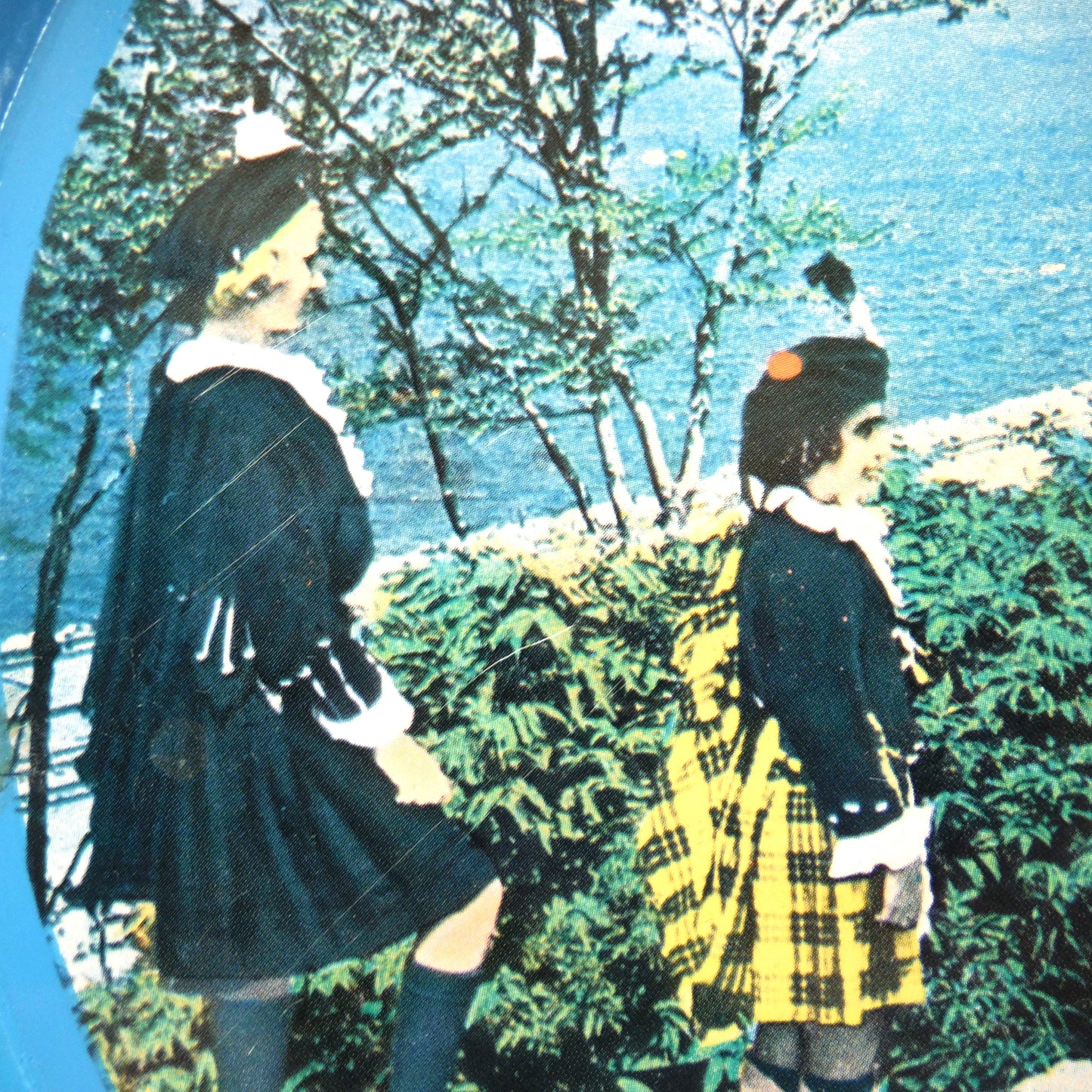 Large 1950's Tin Serving Tray: THE ROAD TO THE ISLES CAUSEWAY, Cape Breton, Nova Scotia, Made in Japan