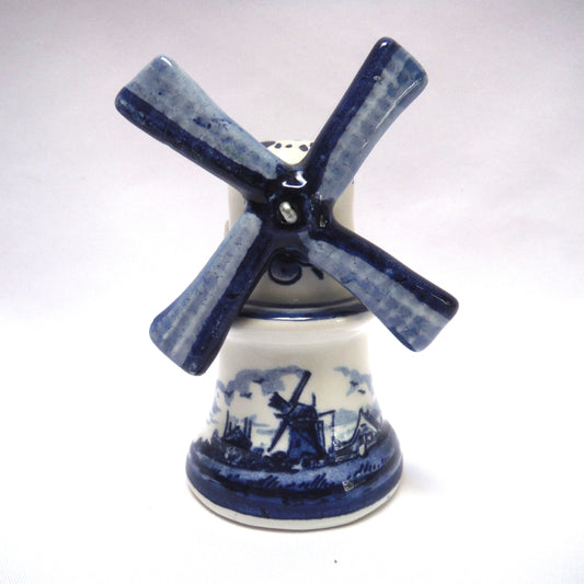 Vintage Hand Painted Delfts Blue Bell Style Windmill: TRADITIONAL DUTCH WINDMILL with spinning sails!