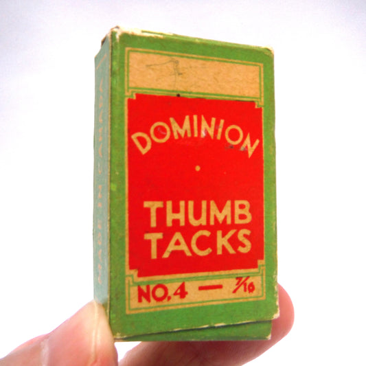 Mid-Century Vintage Office Supply: #4 DOMINION 7/16 inch THUMB TACKS, Made in Canada