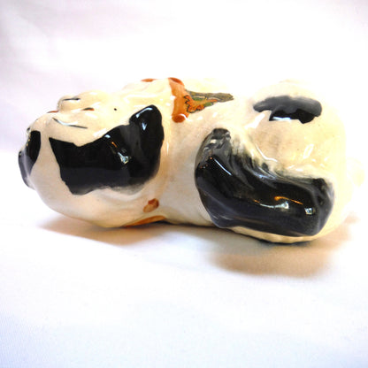 MID-CENTURY BLACK & WHITE PUG DOG STATUE STAMPED VANCOUVER, Made in Japan