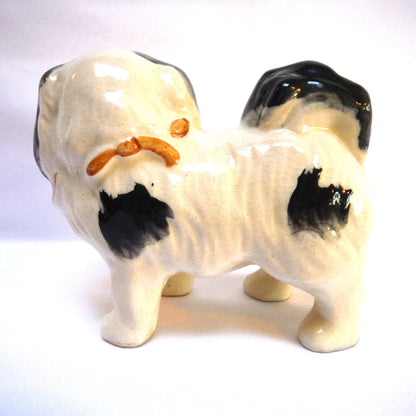 MID-CENTURY BLACK & WHITE PUG DOG STATUE STAMPED VANCOUVER, Made in Japan