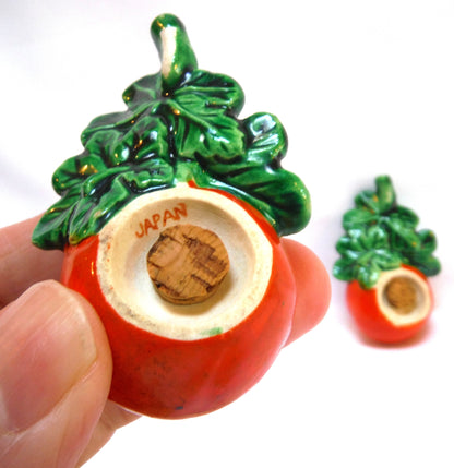 PAIR OF VINTAGE MINIATURE SALT & PEPPER SHAKERS: Hand-Painted Tomatoes?