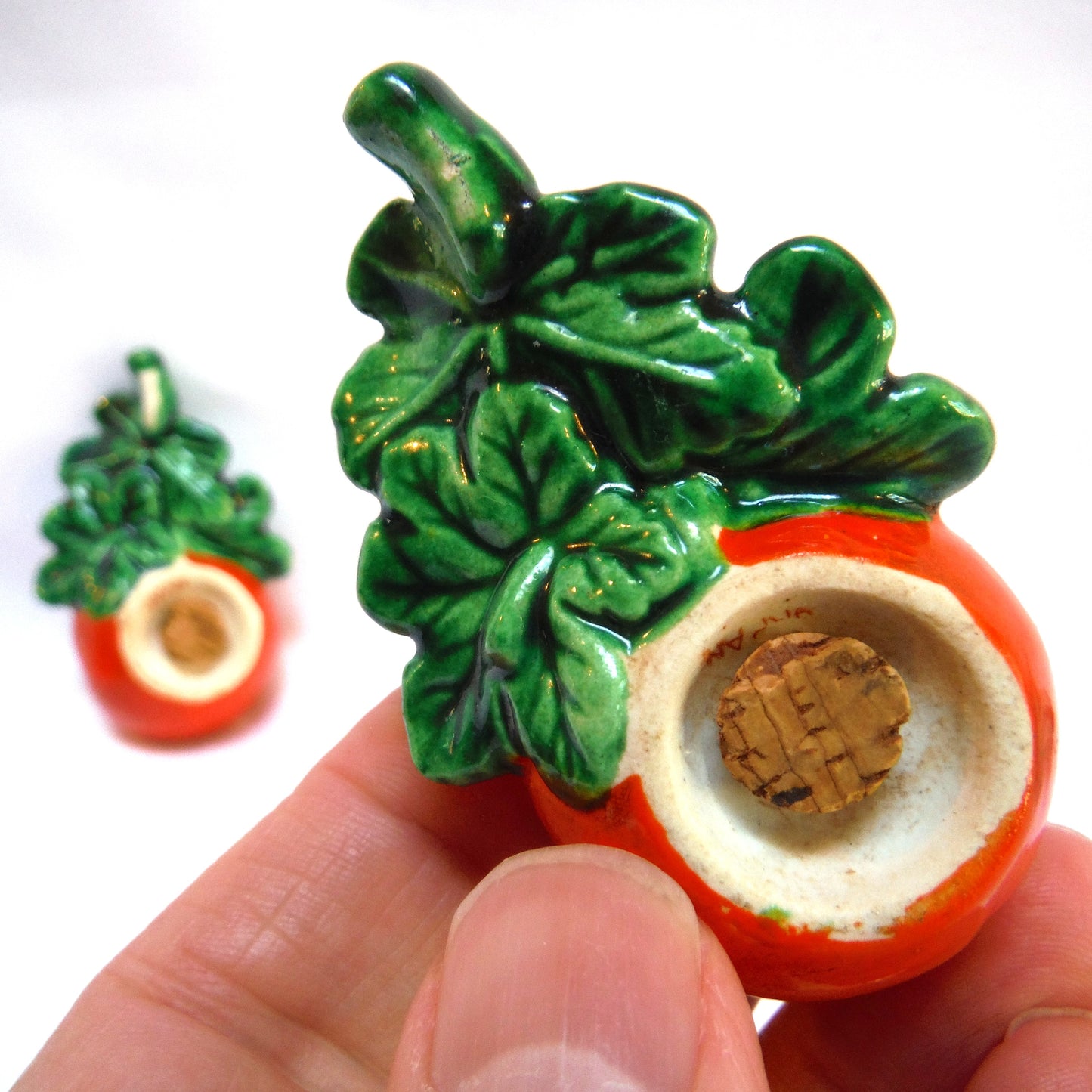 PAIR OF VINTAGE MINIATURE SALT & PEPPER SHAKERS: Hand-Painted Tomatoes?