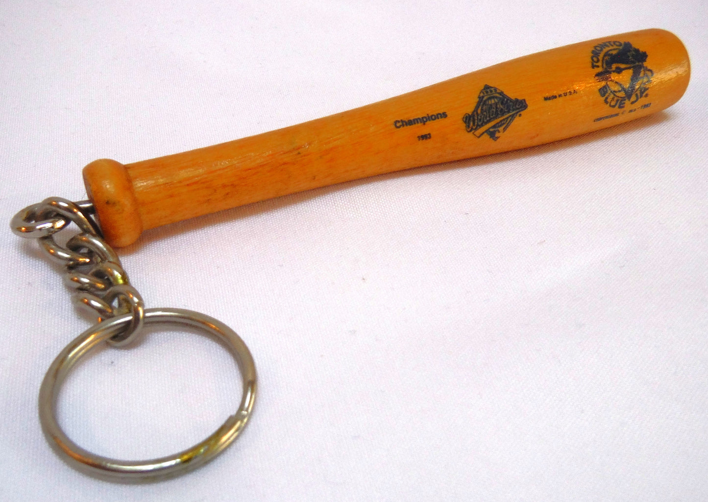 RARE MINIATURE BASEBALL BAT AND KEY CHAIN: Toronto Blue Jays 1993 World Series Champions!