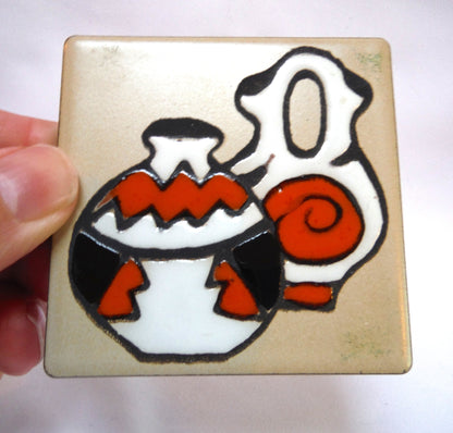 VINTAGE SET OF 4 TILE DRINK COASTERS: Southwest Styled Desert Terracotta