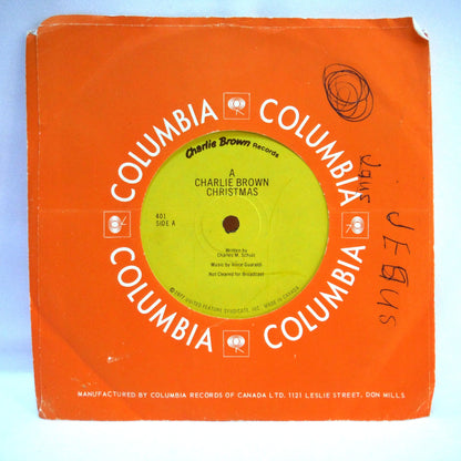 1977 COLUMBIA RECORDS 45 VINYL RECORD: A Charlie Brown Christmas