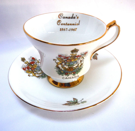 Collectible 1967 Tea Cup & Matching Saucer: CANADA'S CENTENNIAL 1867-1967 by Windsor of England