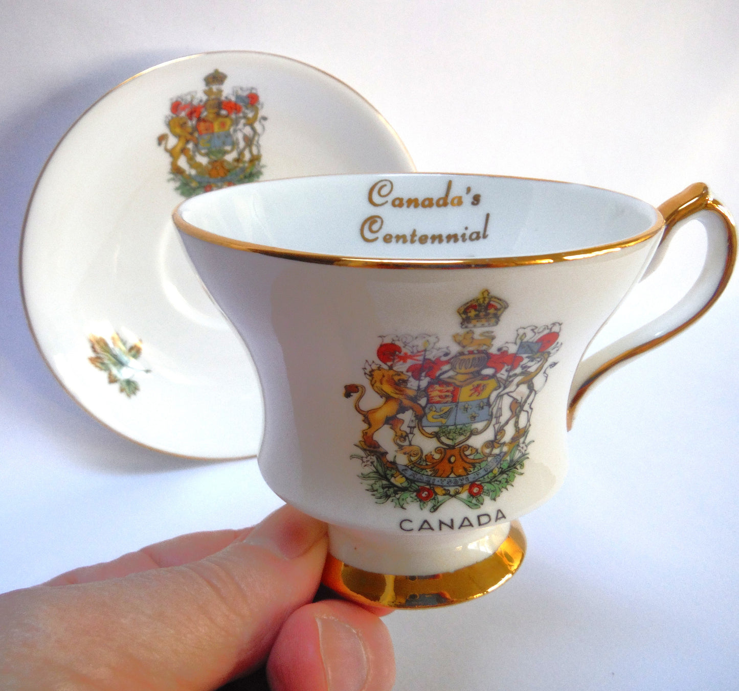 Collectible 1967 Tea Cup & Matching Saucer: CANADA'S CENTENNIAL 1867-1967 by Windsor of England