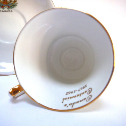 Collectible 1967 Tea Cup & Matching Saucer: CANADA'S CENTENNIAL 1867-1967 by Windsor of England