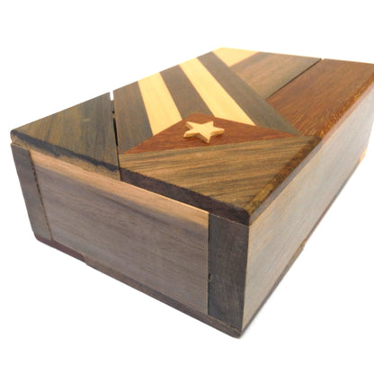 CUBAN Wooden Hand-Made Magical Opening Box: 'THE PROUD FLAG OF CUBA!'