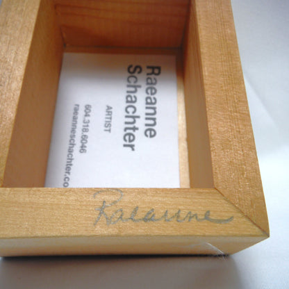 Solid Wood-Box Style ARTWORK, Signed by the Artist Raeanne Schachter: 'SIGNATURE'