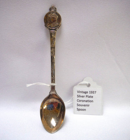 1937 Silver Plate Coronation Souvenir Spoon: King George VI Coronation 12 May 1937