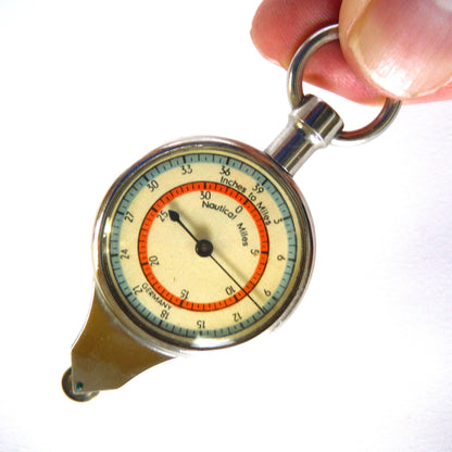 Combined Map Measurer and Magnetic Compass, In Original Leather Case from Western-Germany