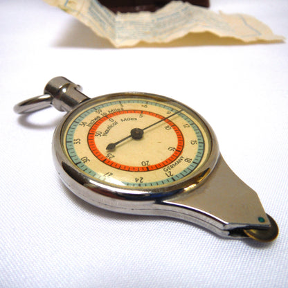 Combined Map Measurer and Magnetic Compass, In Original Leather Case from Western-Germany