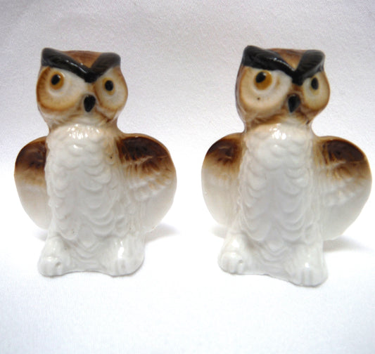 VINTAGE SALT & PEPPER SHAKERS: Miniature Owls Looking Wise!