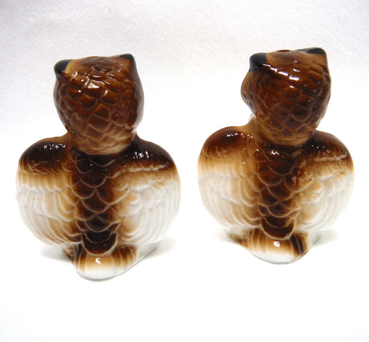 VINTAGE SALT & PEPPER SHAKERS: Miniature Owls Looking Wise!