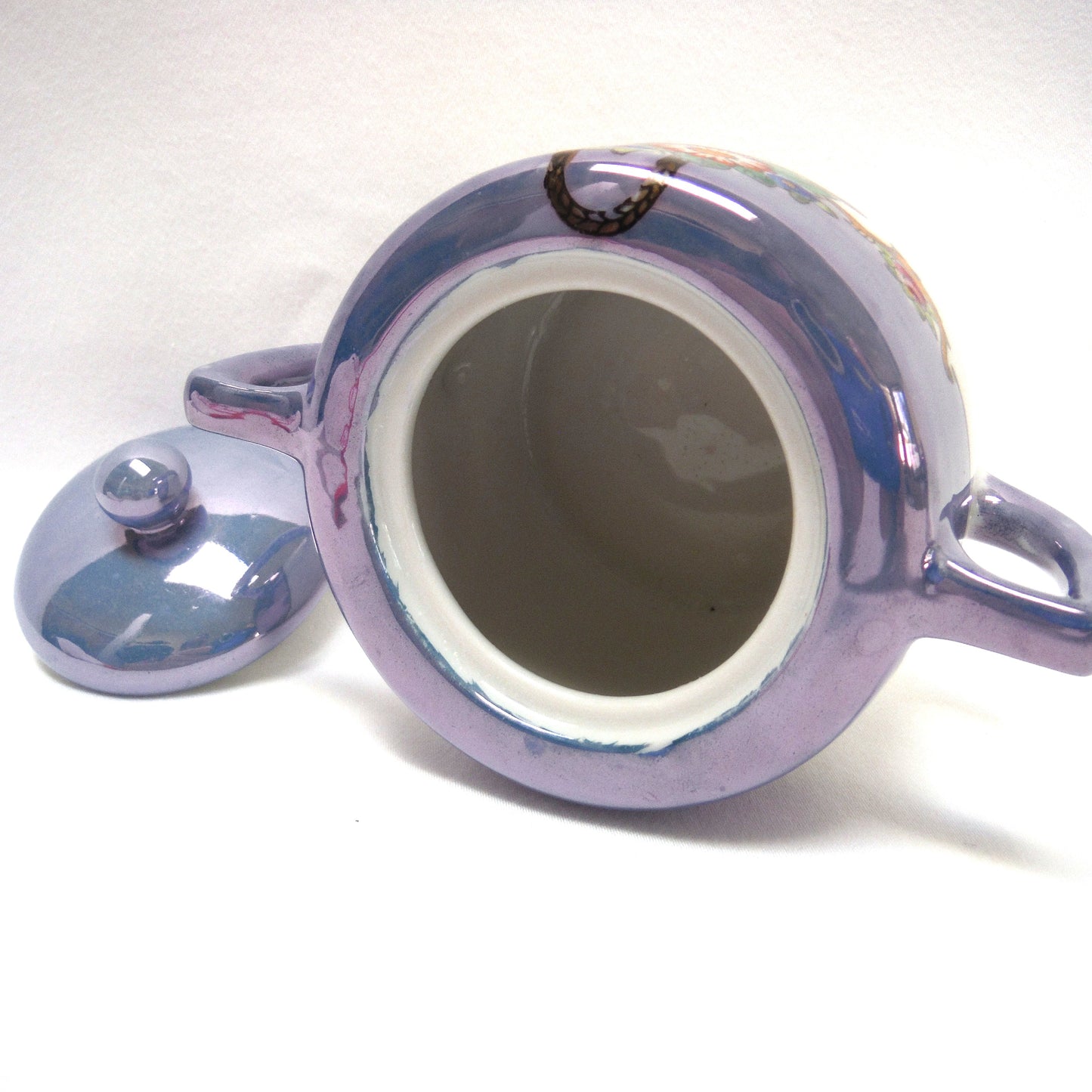 VINTAGE CREAM & SUGAR: Irradescent Robins-Blue Flower Basket by Noritake
