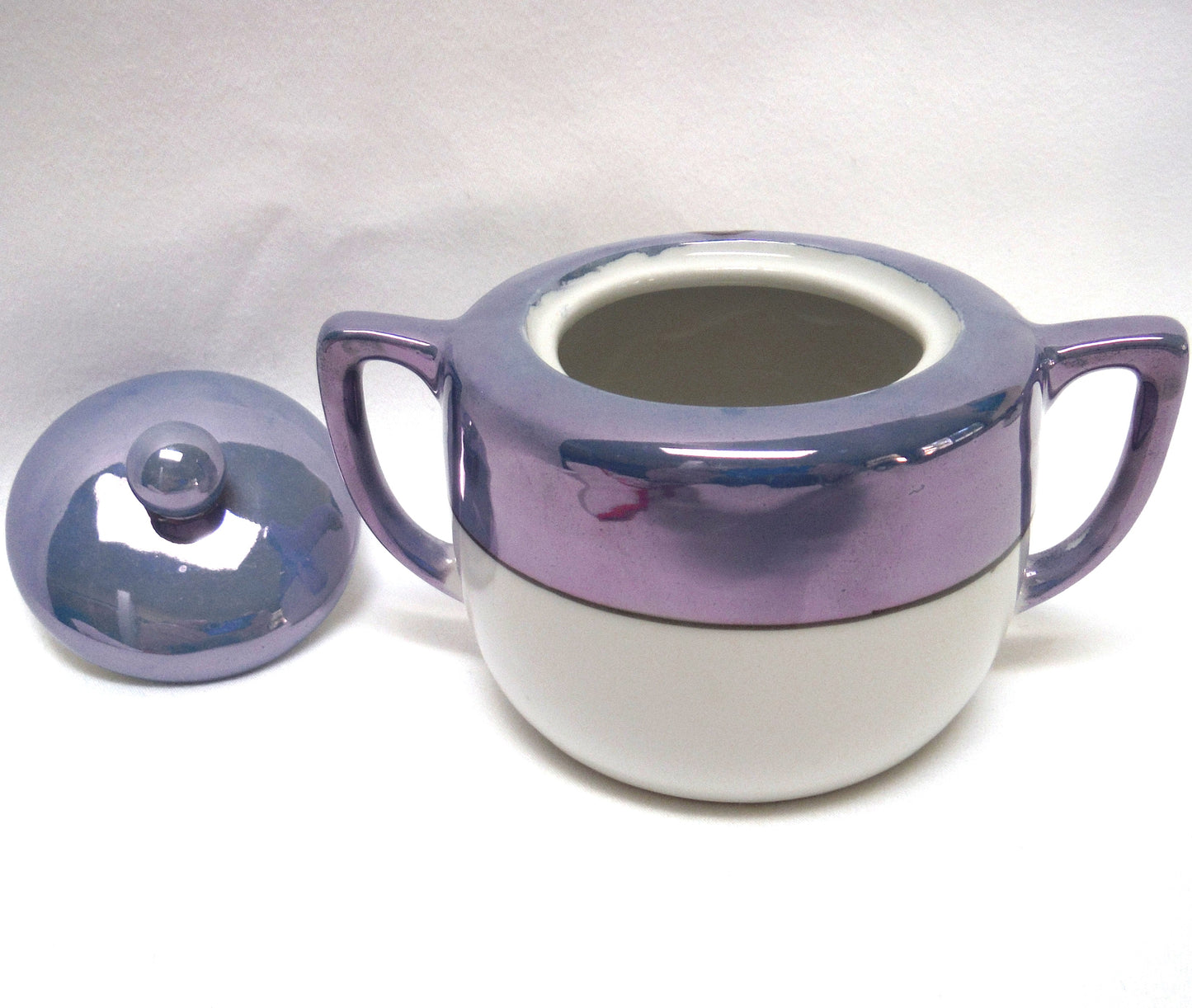 VINTAGE CREAM & SUGAR: Irradescent Robins-Blue Flower Basket by Noritake