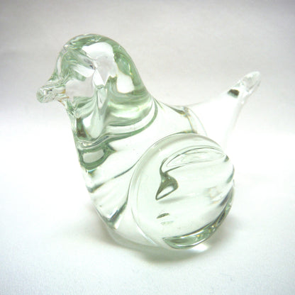 Miniature Vintage Clear-Glass Hand-Blown Figurine: 'THE MOURNING DOVE'