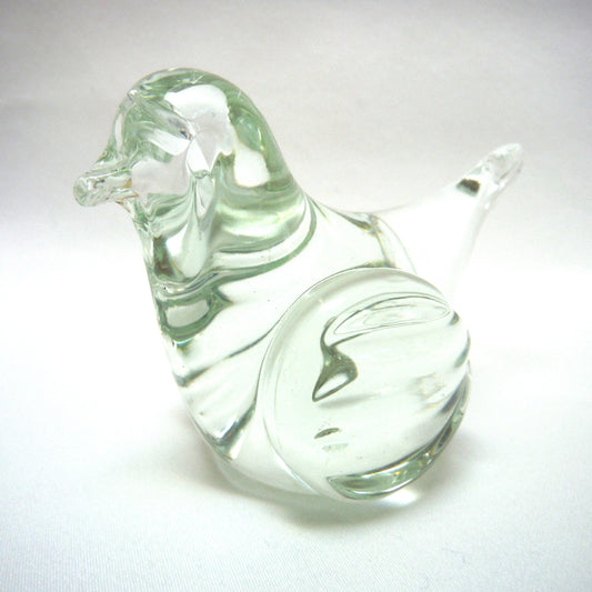 Miniature Vintage Clear-Glass Hand-Blown Figurine: 'THE MOURNING DOVE'