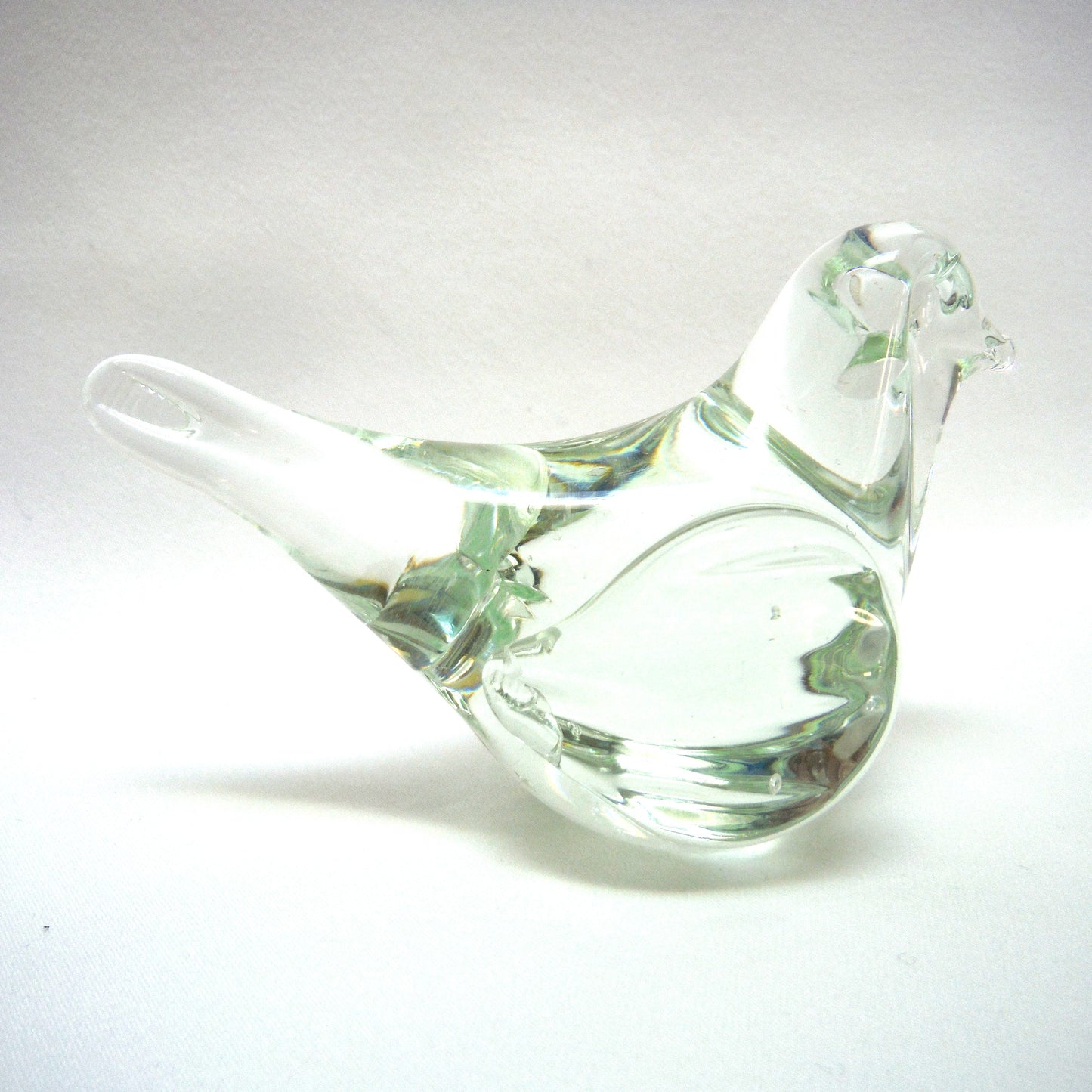 Miniature Vintage Clear-Glass Hand-Blown Figurine: 'THE MOURNING DOVE'