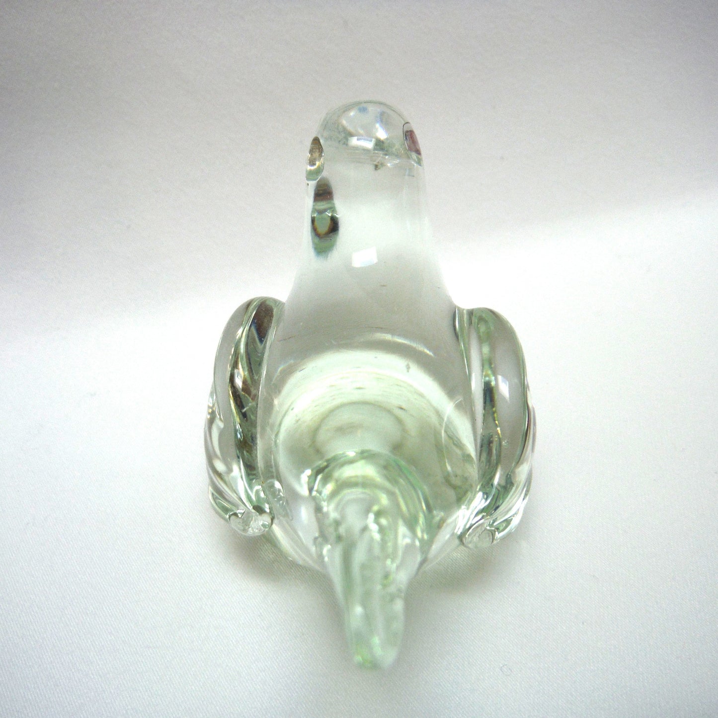 Miniature Vintage Clear-Glass Hand-Blown Figurine: 'THE MOURNING DOVE'