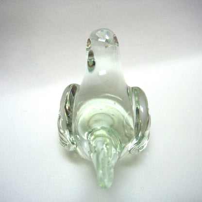 Miniature Vintage Clear-Glass Hand-Blown Figurine: 'THE MOURNING DOVE'