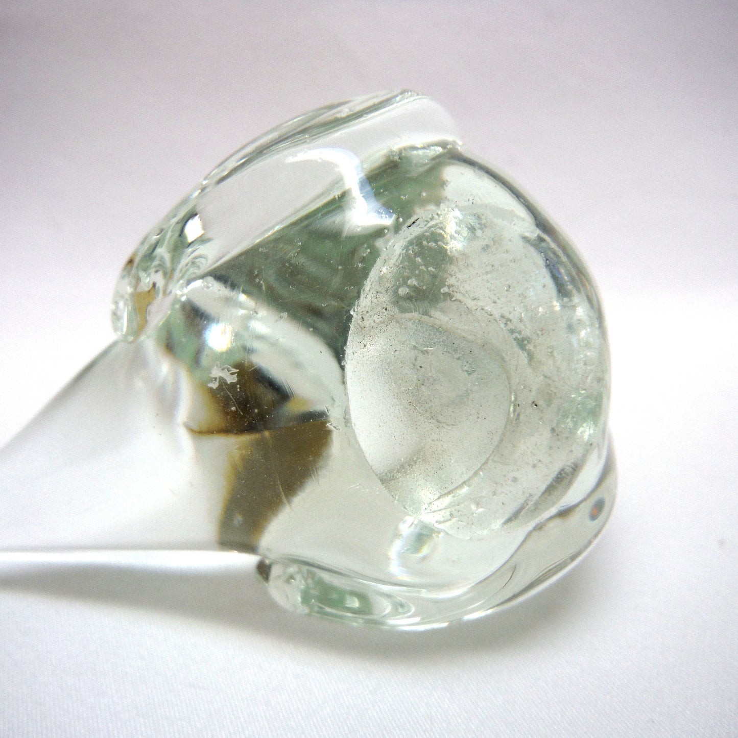 Miniature Vintage Clear-Glass Hand-Blown Figurine: 'THE MOURNING DOVE'