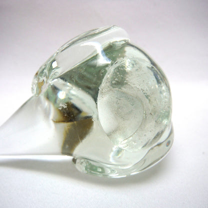 Miniature Vintage Clear-Glass Hand-Blown Figurine: 'THE MOURNING DOVE'