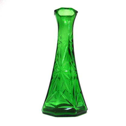 Miniature Vintage Hunter Green Glass Vase: "HOOSIER GLASS NUMBER 4063-8"
