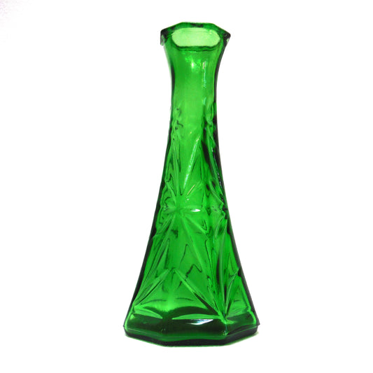 Miniature Vintage Hunter Green Glass Vase: "HOOSIER GLASS NUMBER 4063-8"