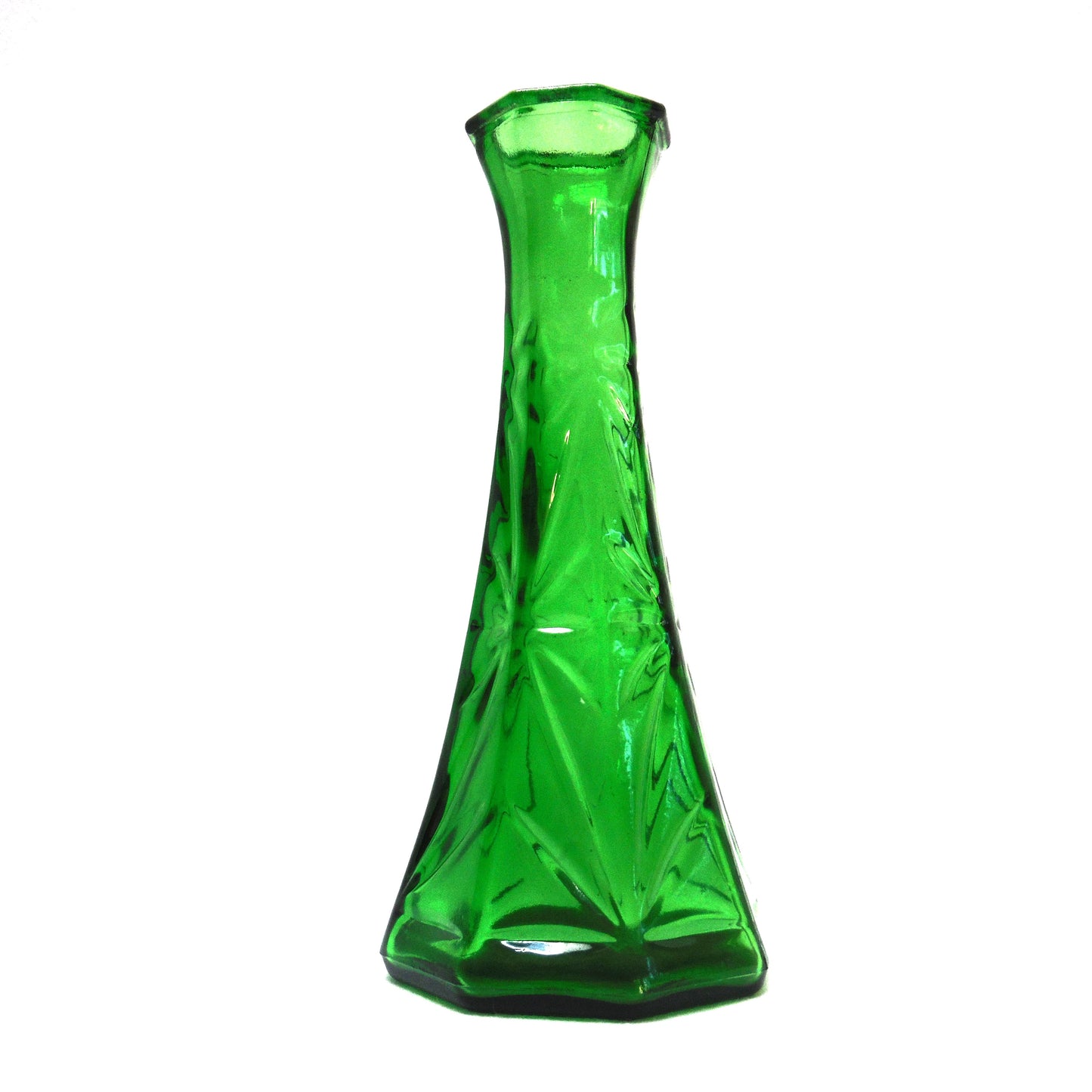 Miniature Vintage Hunter Green Glass Vase: "HOOSIER GLASS NUMBER 4063-8"
