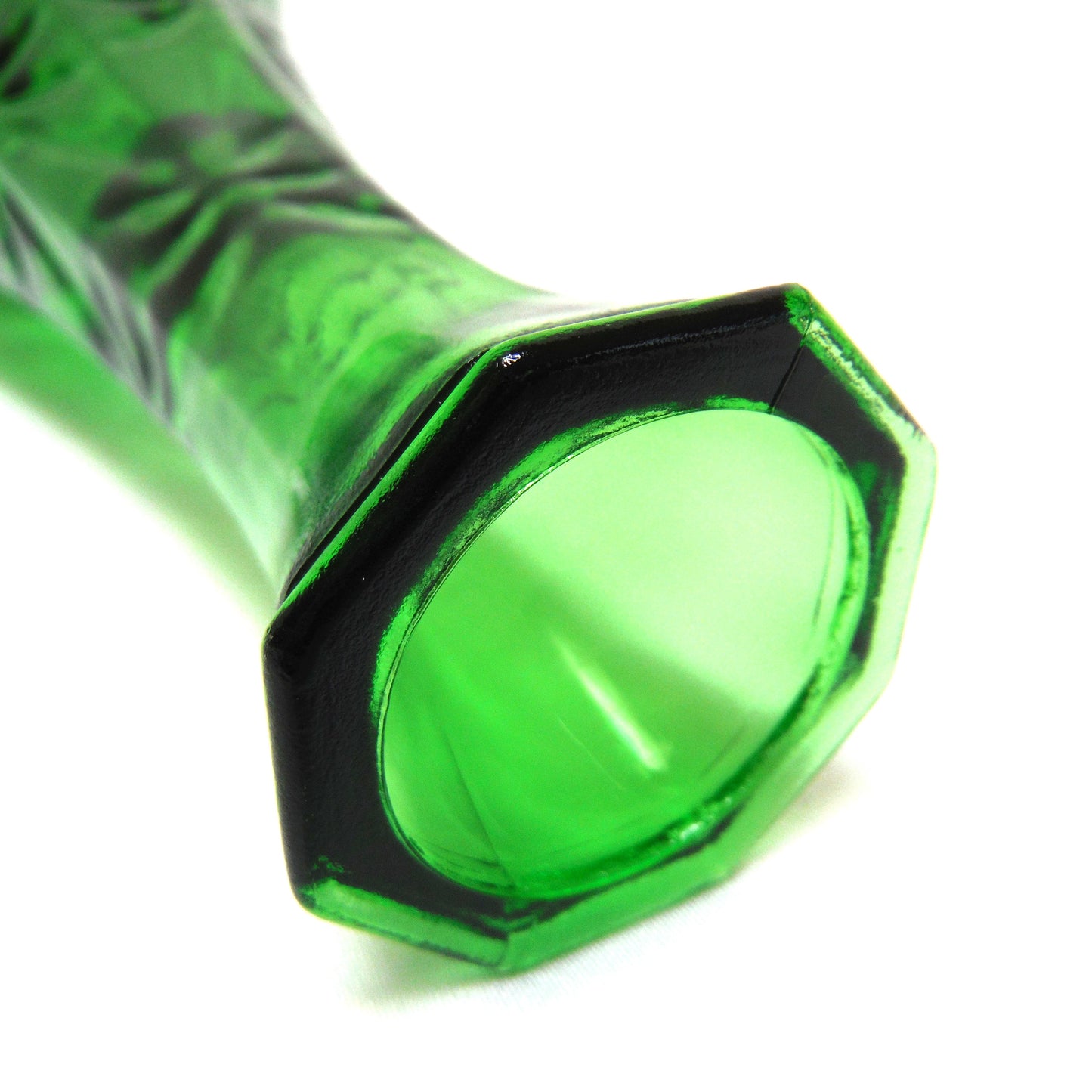Miniature Vintage Hunter Green Glass Vase: "HOOSIER GLASS NUMBER 4063-8"