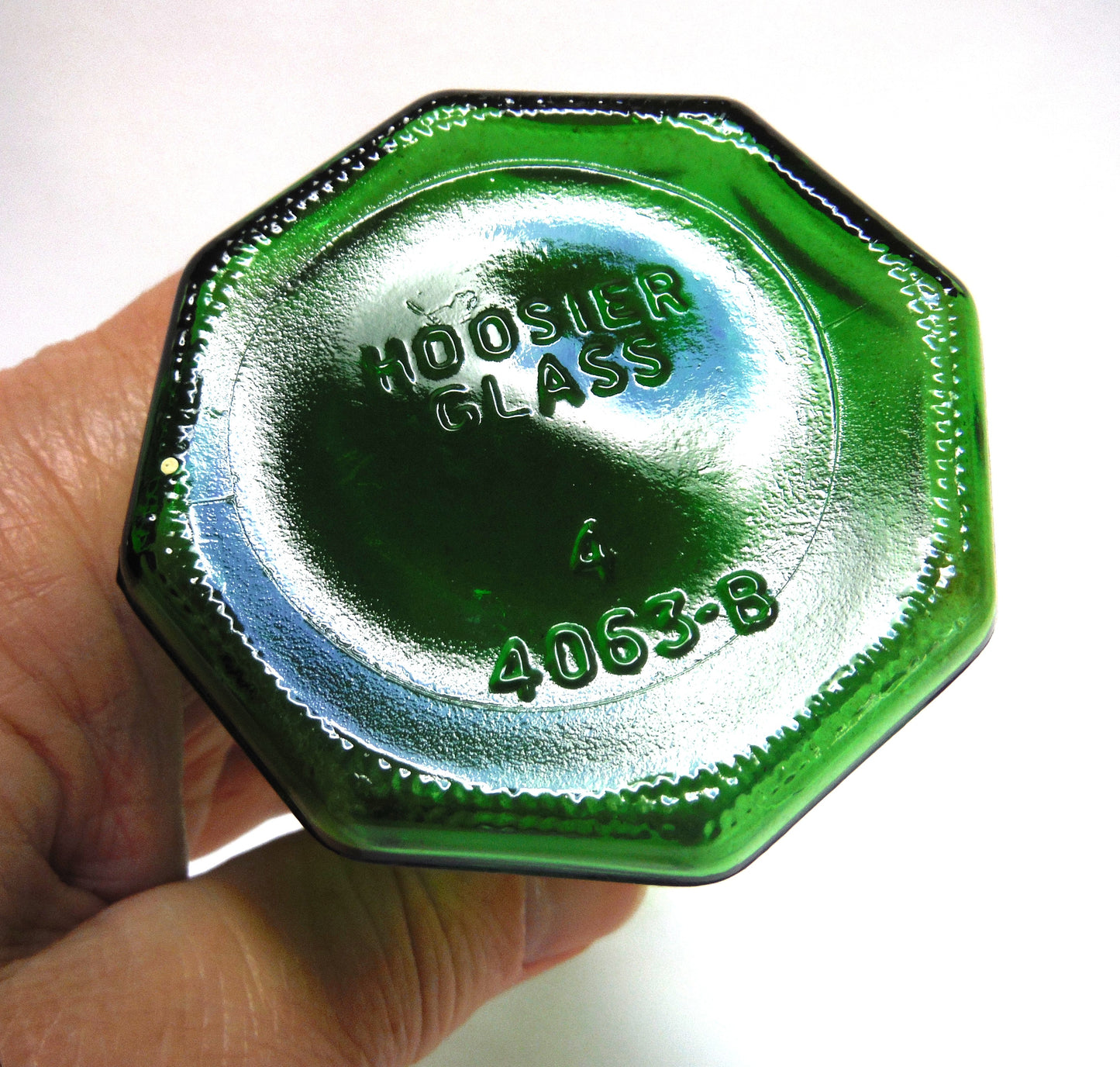 Miniature Vintage Hunter Green Glass Vase: "HOOSIER GLASS NUMBER 4063-8"