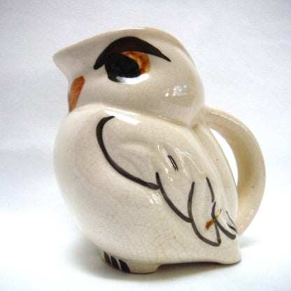 Unique Miniature Wide-Mouthed Pottery Pitcher: THE WISE OLD OWL'S ON GUARD FOR THEE!