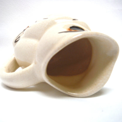 Unique Miniature Wide-Mouthed Pottery Pitcher: THE WISE OLD OWL'S ON GUARD FOR THEE!