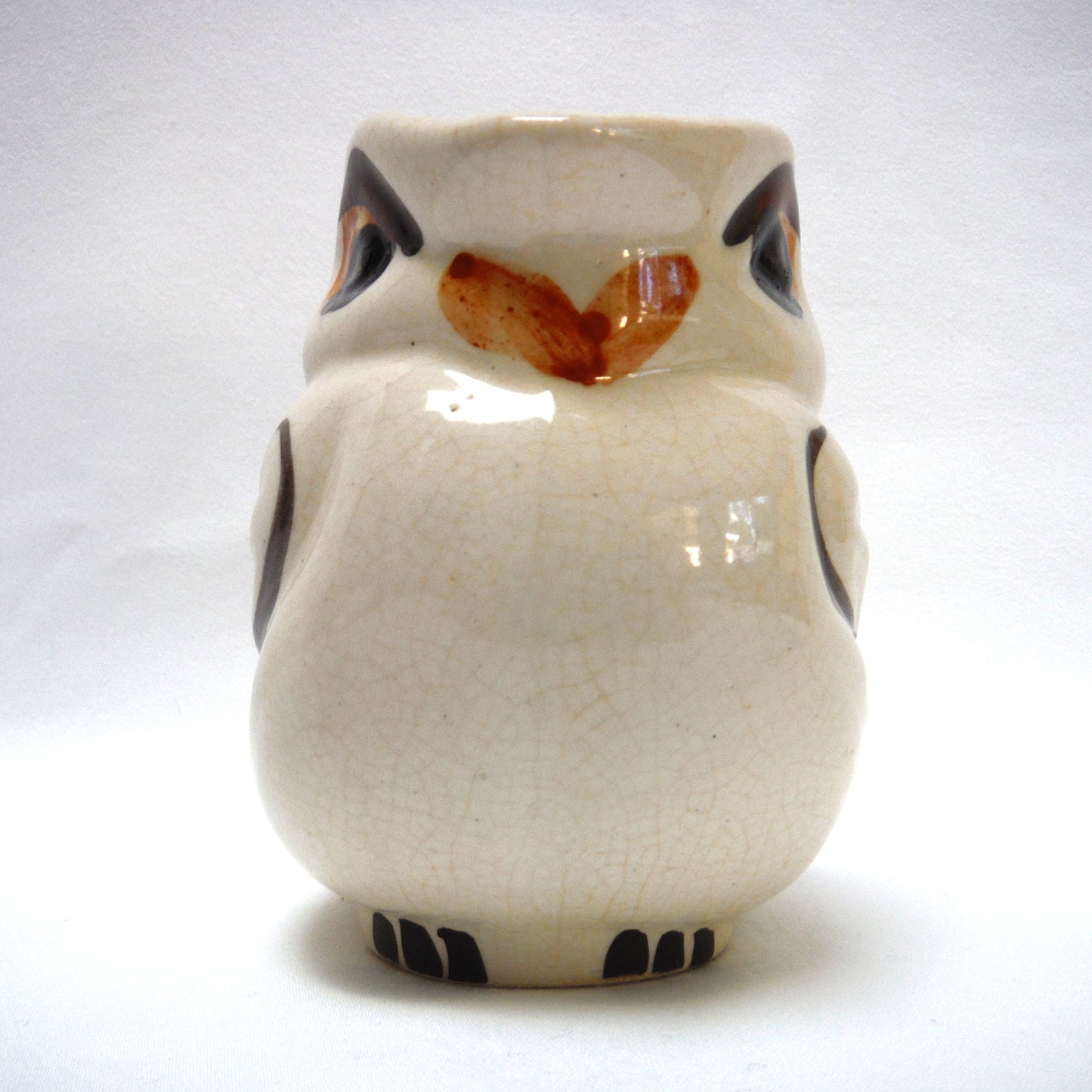 Unique Miniature Wide-Mouthed Pottery Pitcher: THE WISE OLD OWL'S ON GUARD FOR THEE!