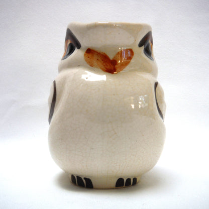 Unique Miniature Wide-Mouthed Pottery Pitcher: THE WISE OLD OWL'S ON GUARD FOR THEE!