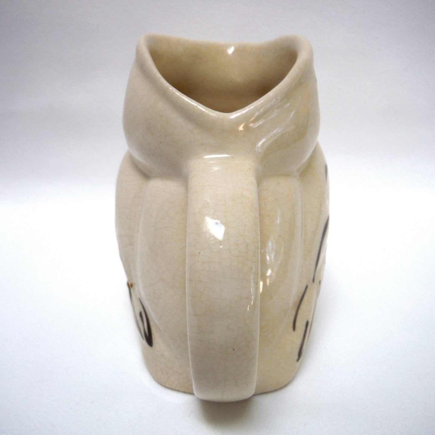 Unique Miniature Wide-Mouthed Pottery Pitcher: THE WISE OLD OWL'S ON GUARD FOR THEE!