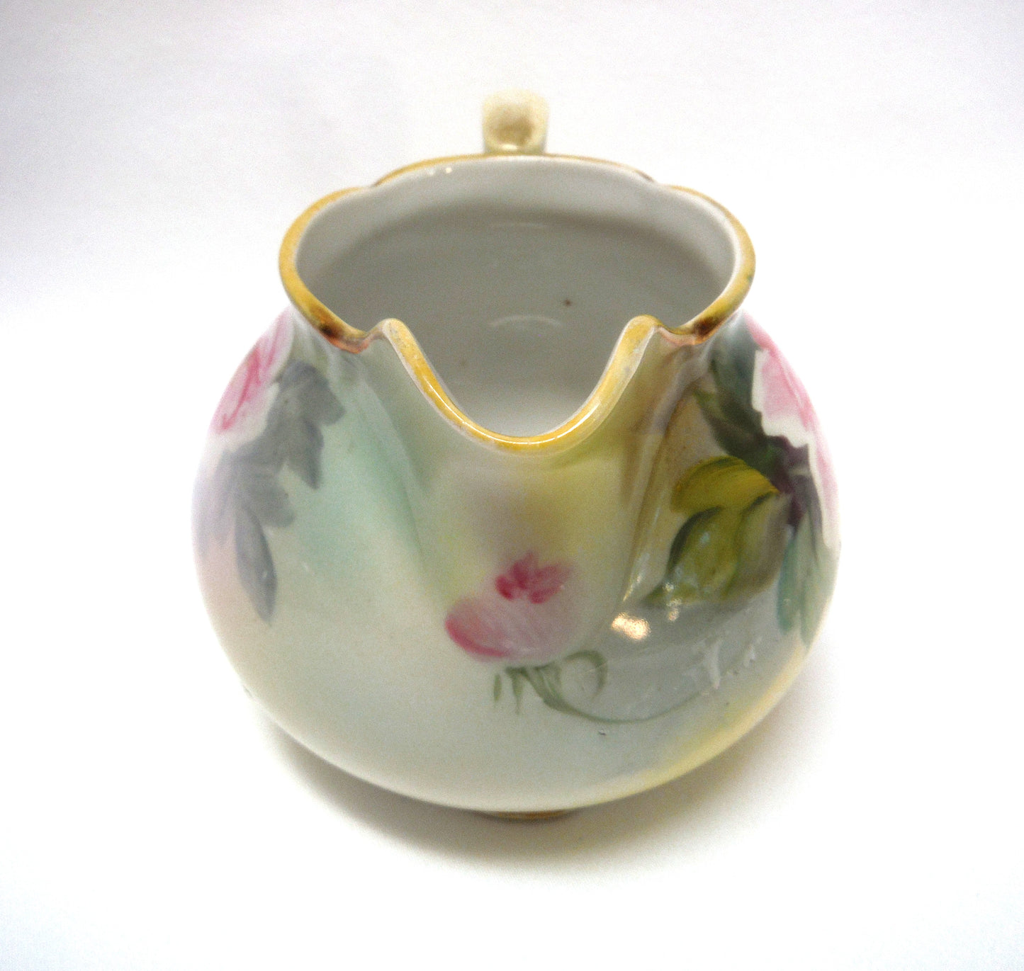 Antique Cream and Covered Sugar Bowl by Nippon of Japan: " THE PINK FLOWERS COLLECTION"