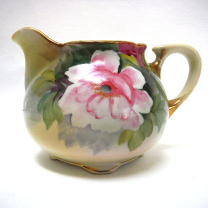 Antique Cream and Covered Sugar Bowl by Nippon of Japan: " THE PINK FLOWERS COLLECTION"