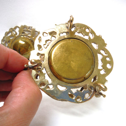 VINTAGE MID-CENTURY METAL LOOSE LEAF TEA STRAINER AND STAND: Ornate Cherube-Style in Stunning Bronze Finish