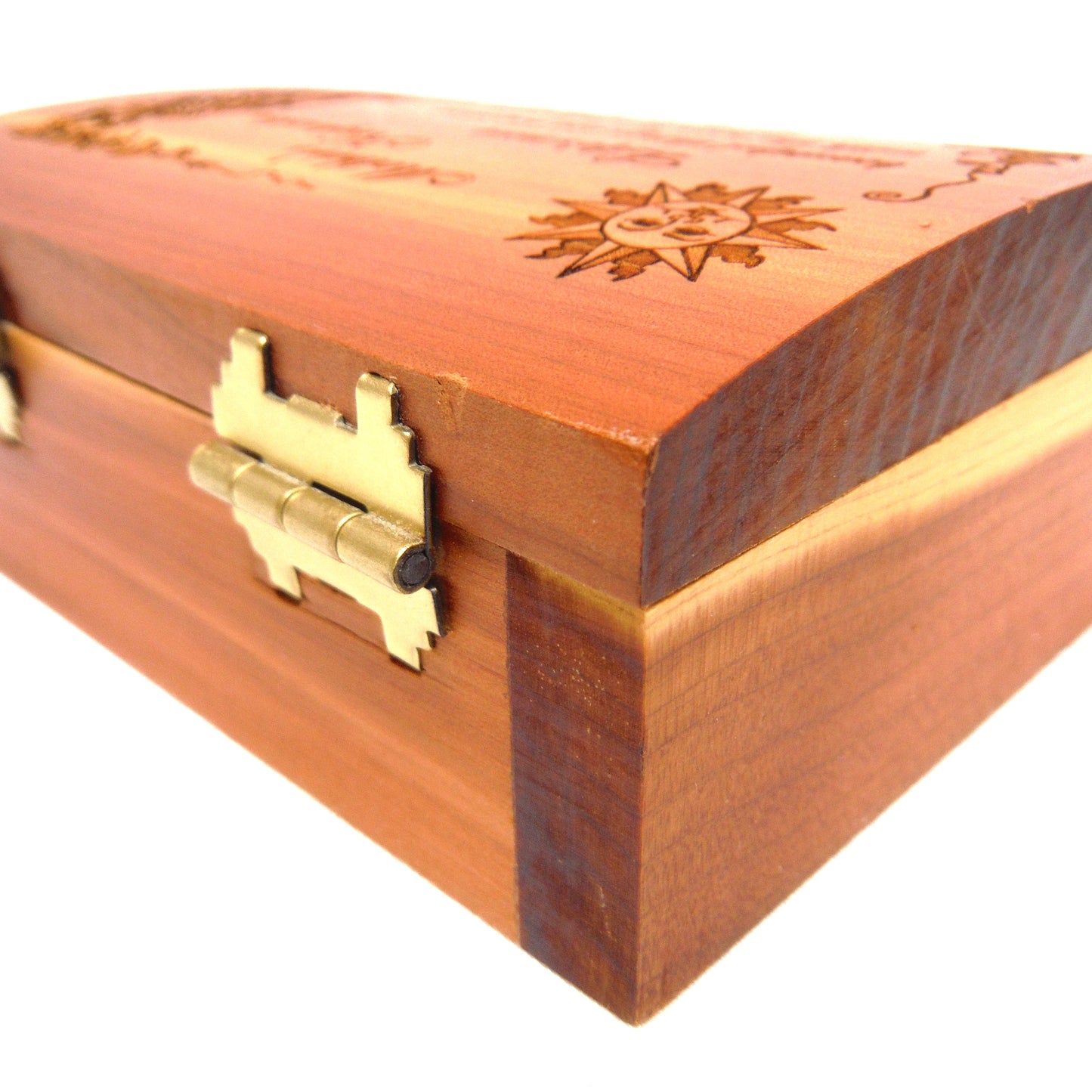 MOTHER'S KEEPSAKES MINIATURE CEDAR CHEST:  Contemporary Hinged-Lid Box w/ Intricate Engraving and Burgundy Velvet Lining