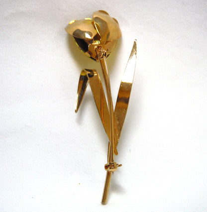 Hand-Made Gold Metal Hand-Painted Unisex Lapel Brooch: THE YELLOW TULIP