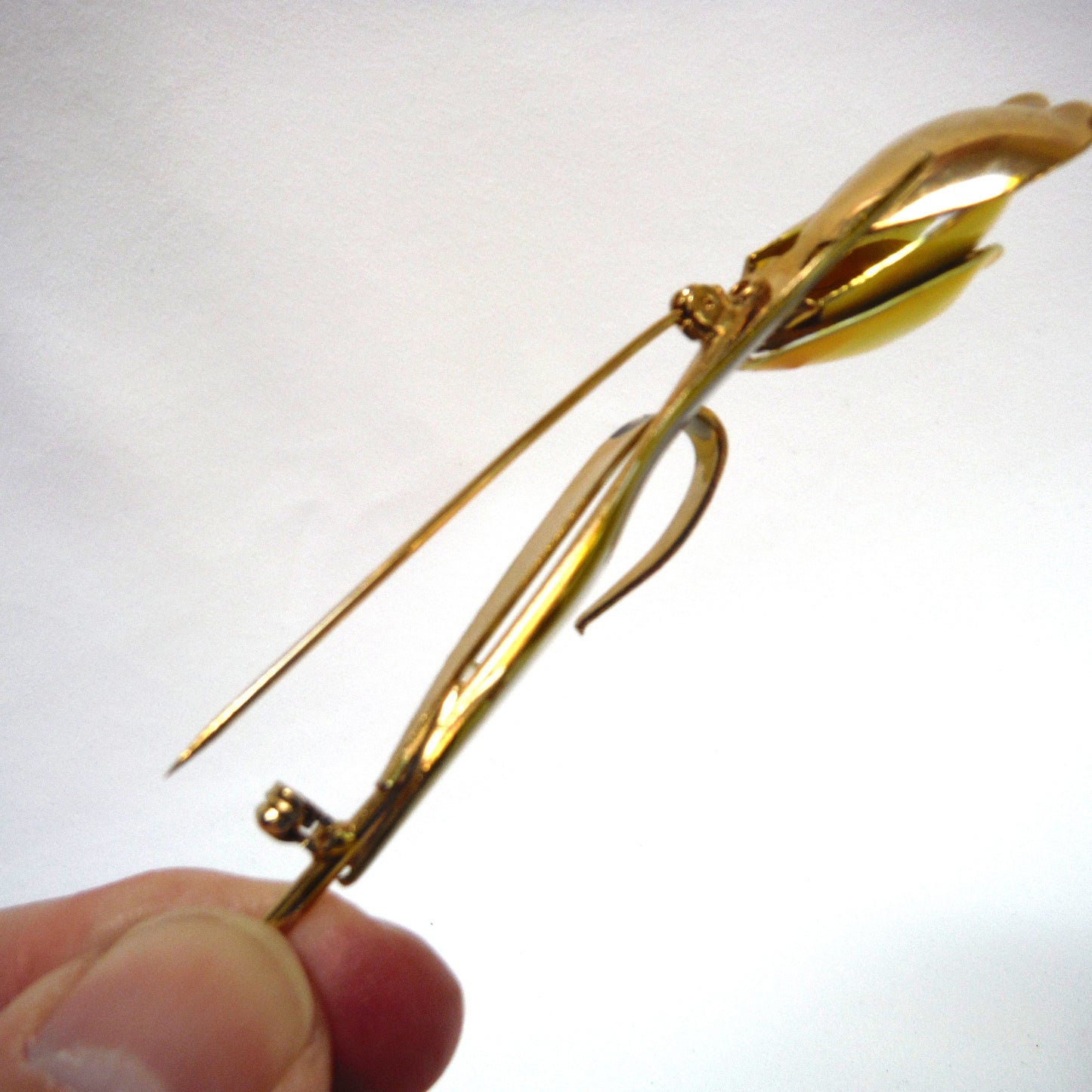 Hand-Made Gold Metal Hand-Painted Unisex Lapel Brooch: THE YELLOW TULIP