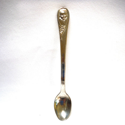 GERBER BABY FOOD Original Mid-Century 5.5 inch long Silver Plated Brass Baby Spoon, Made by W.M. Rogers