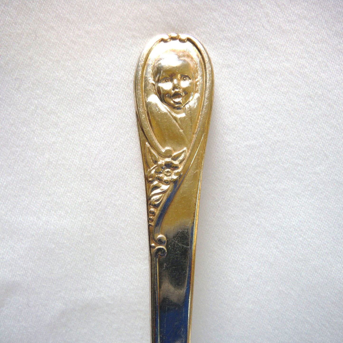 GERBER BABY FOOD Original Mid-Century 5.5 inch long Silver Plated Brass Baby Spoon, Made by W.M. Rogers