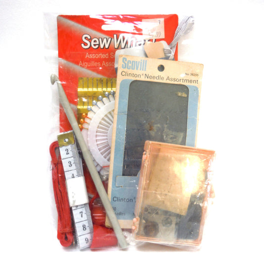 Collectible Collection of Old and New Sewing Items: Needles, Scissors, Thimble, Tape Measures, and more!